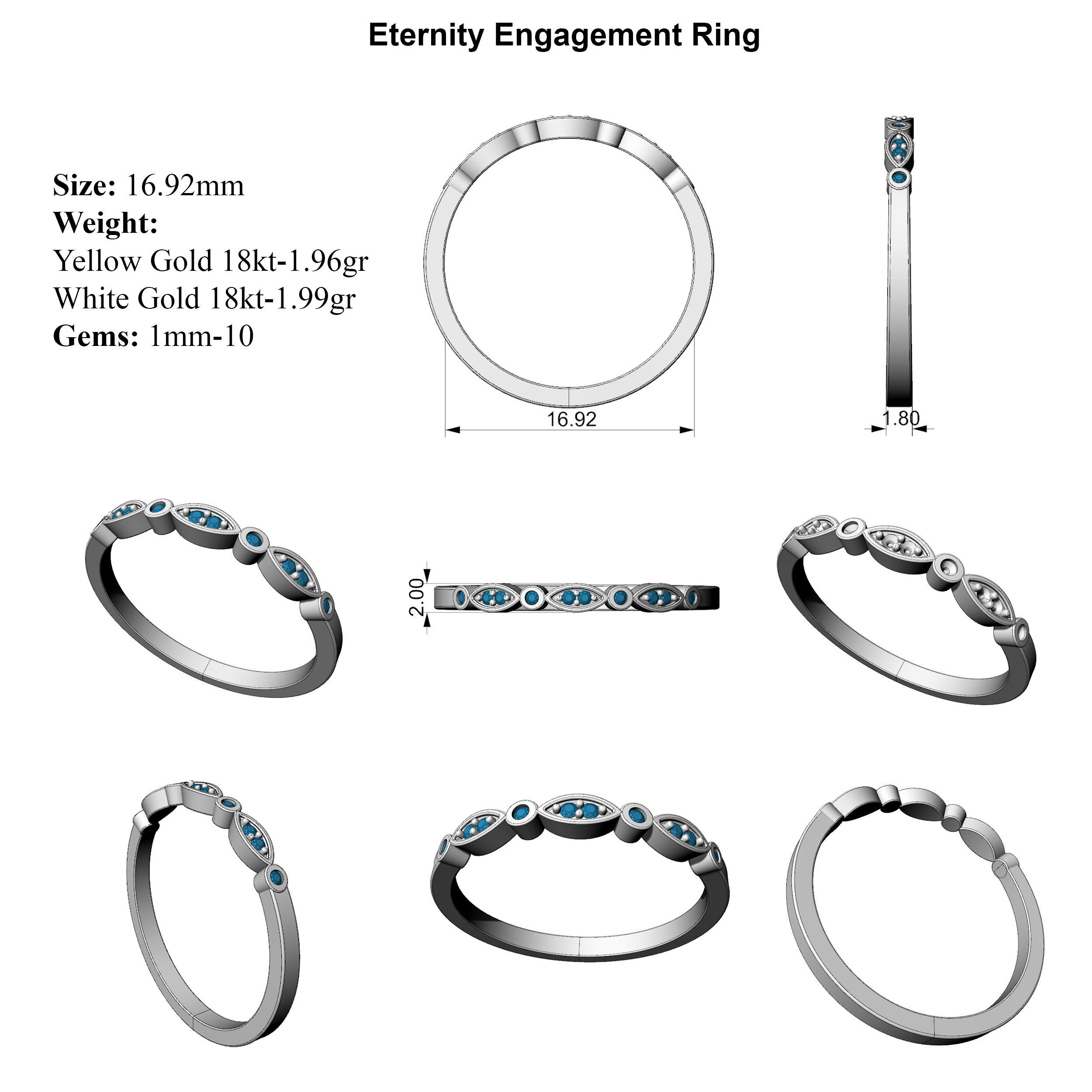Eternity Engagement Ring 3D print model_2