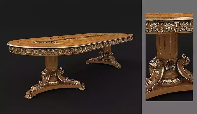 Versailles Classic European Dining Set 5 3D model 7