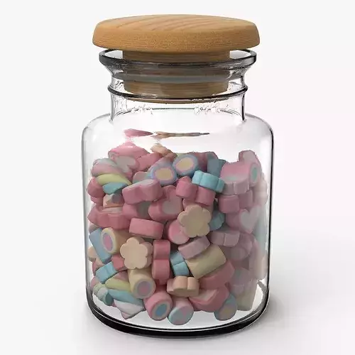 Glass Jar with Marshmallows 3D model 7