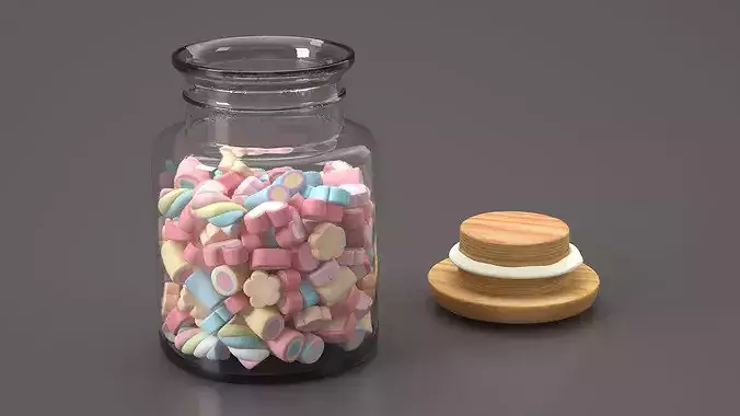 Glass Jar with Marshmallows 3D model