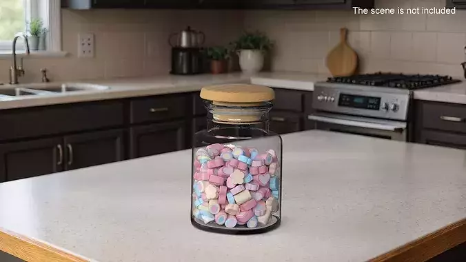 Glass Jar with Marshmallows 3D model 3