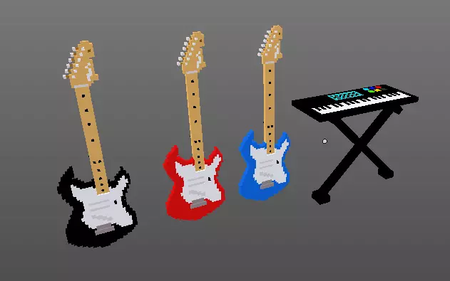 Minecraft musical instruments Low-poly 3D model