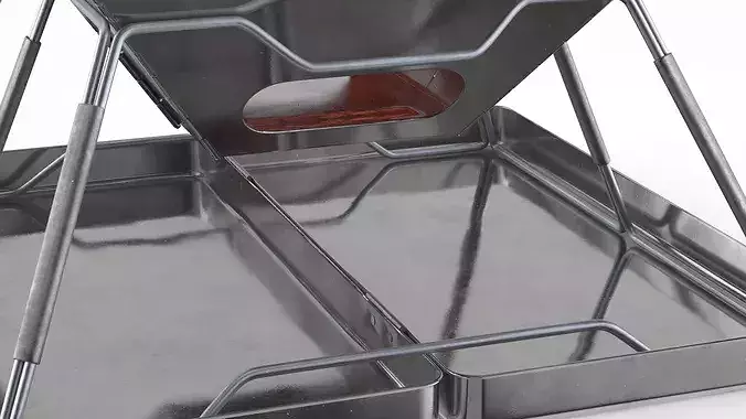 Stainless Steel Picnic Grill with Embers 3D model 7