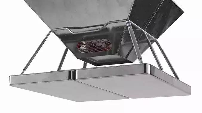 Stainless Steel Picnic Grill with Embers 3D model 5