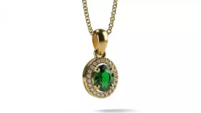 Oval smaragd halo  pendant  3D print model