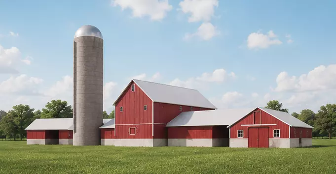 Classic American Farm Buildings Low-poly 3D model