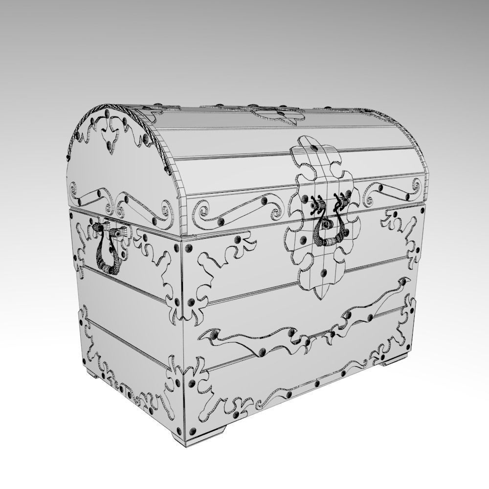 Old wood chest 3D model_10