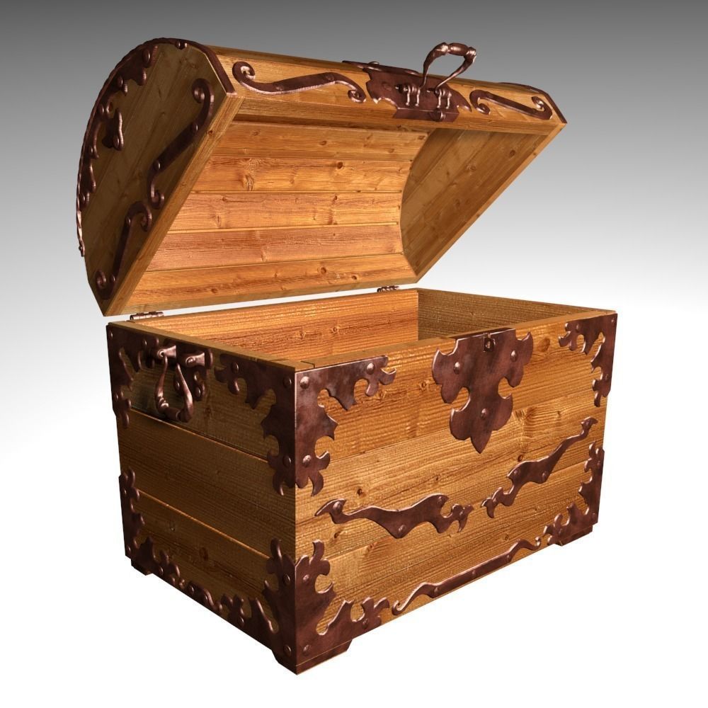 Old wood chest 3D model_9