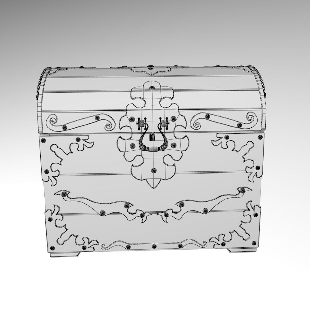 Old wood chest 3D model_11