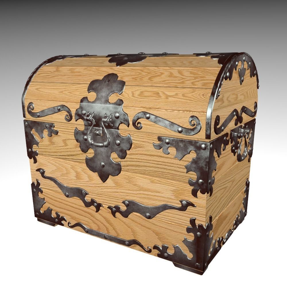 Old wood chest 3D model_6