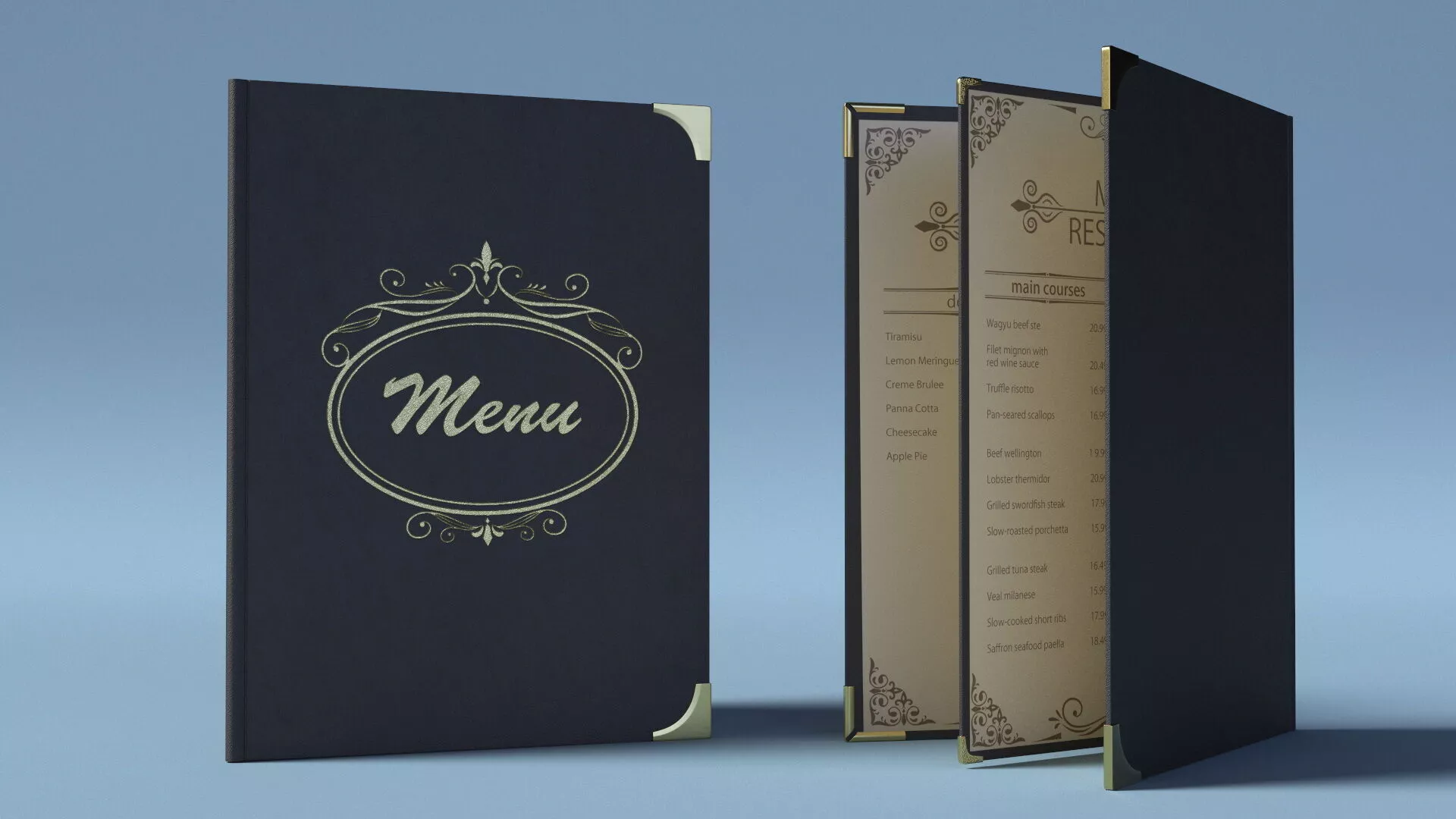 Vintage Menu Book Cover Rigged for Maya 3D model