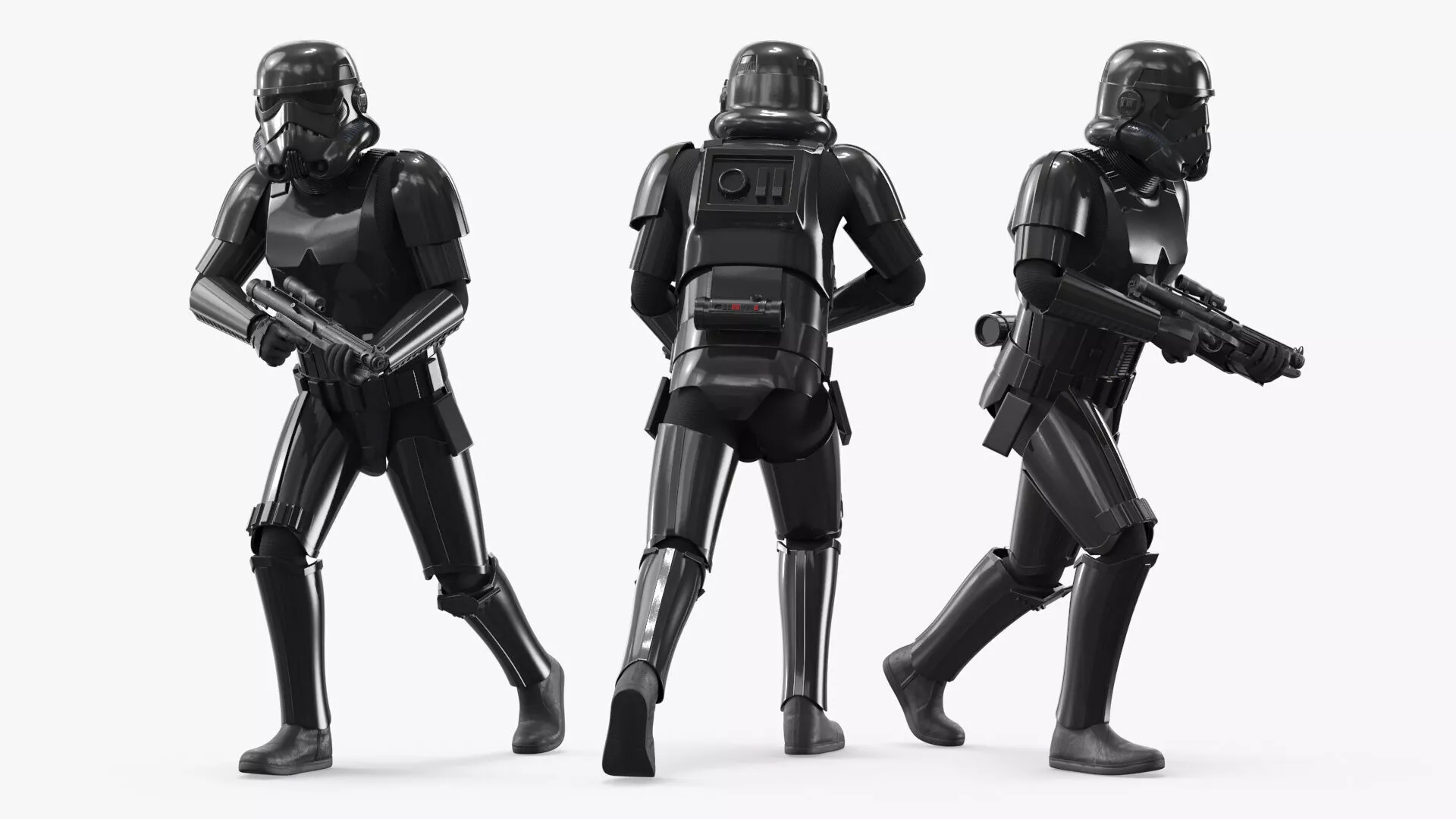 Star Wars Shadow Trooper and Blaster Rigged for Maya 3D model