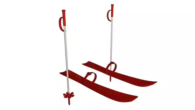 Ski set 3d model pair of poles