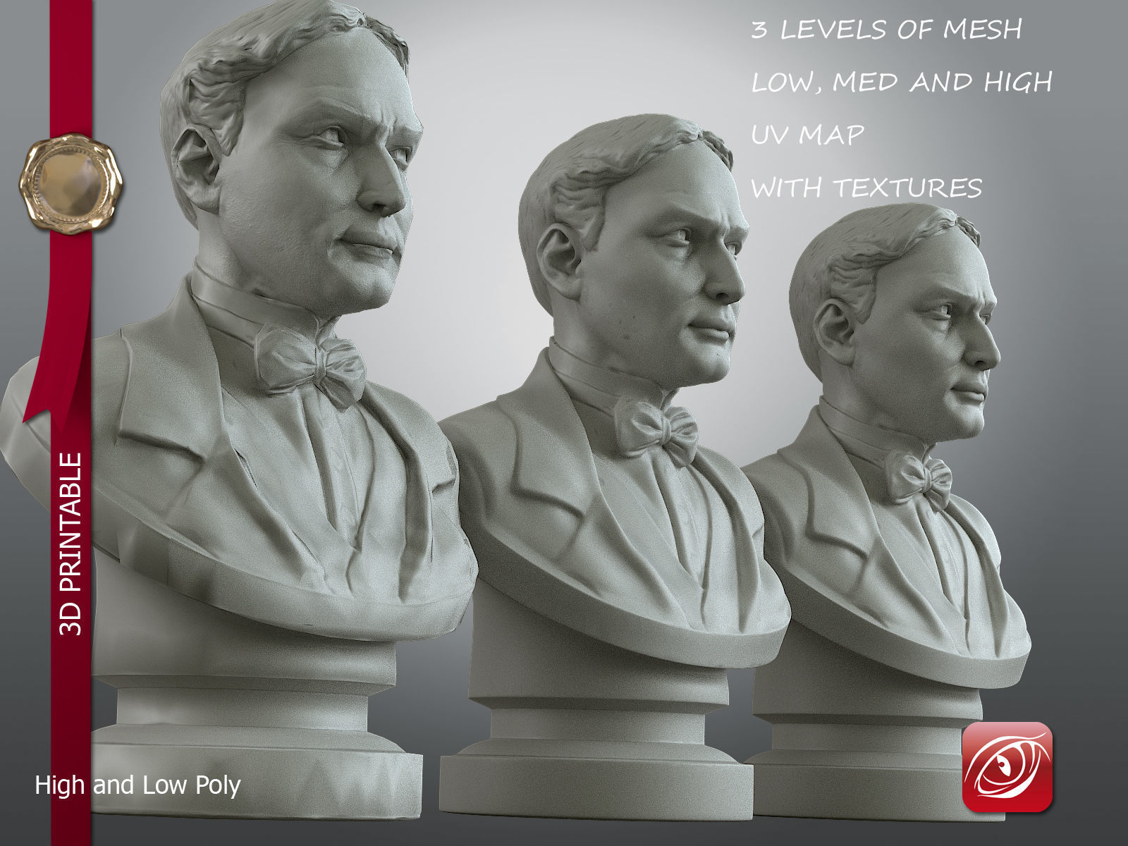Houdini Bust 3D Printable 3D print model_4