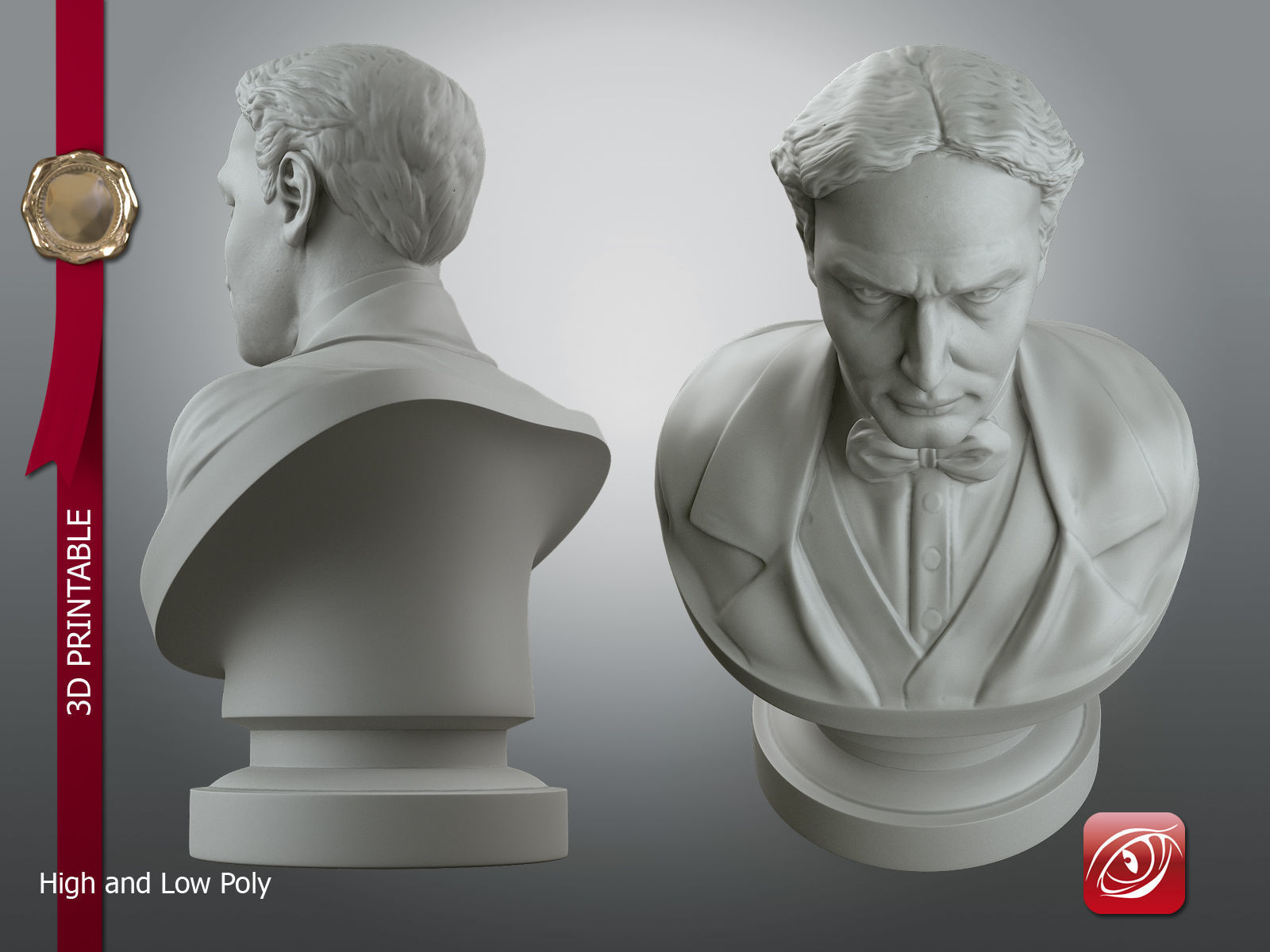 Houdini Bust 3D Printable 3D print model_3