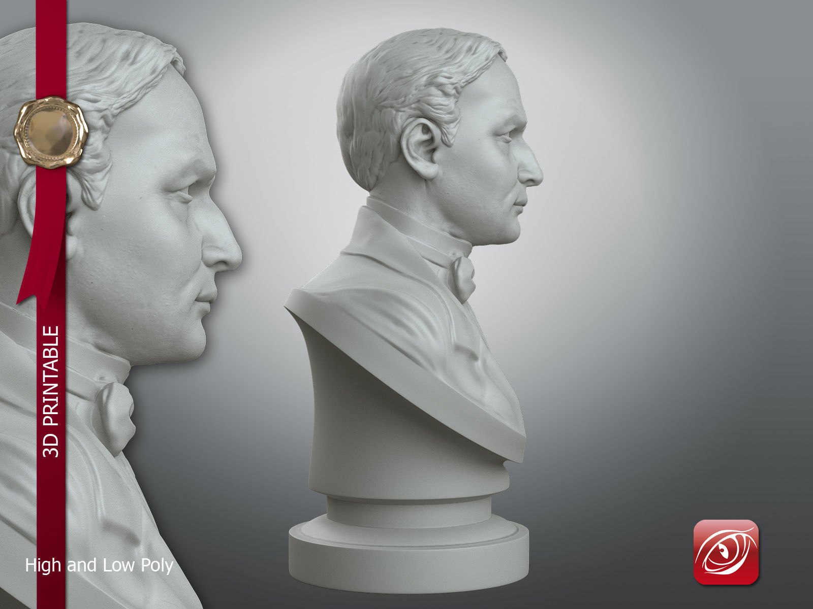 Houdini Bust 3D Printable 3D print model_1