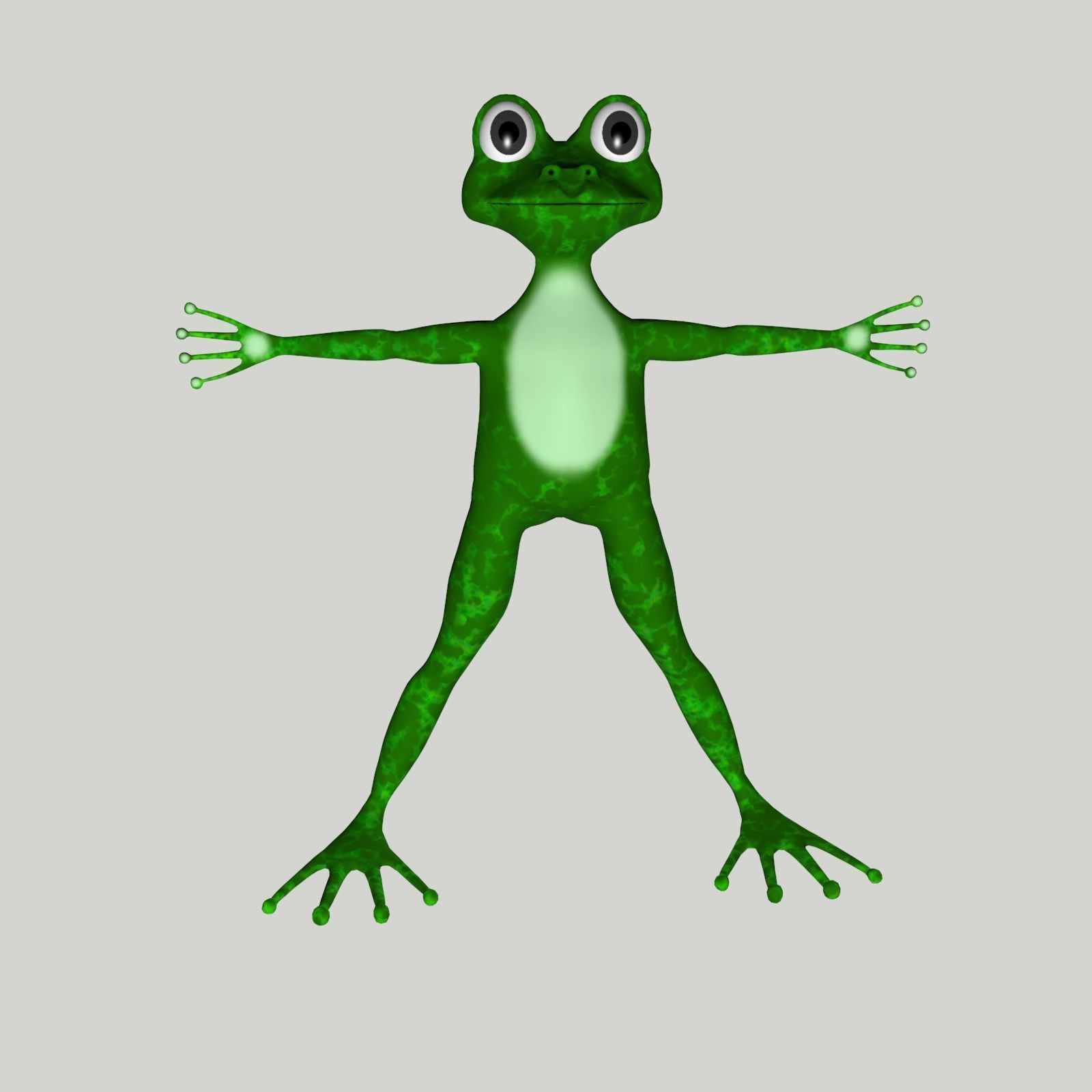 Green cartoon frog 3D model_2