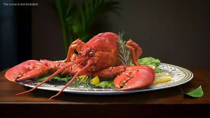 Boiled Edible Lobster Bent Body 3D model 3