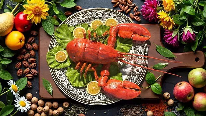 Boiled Edible Lobster Bent Body 3D model 4
