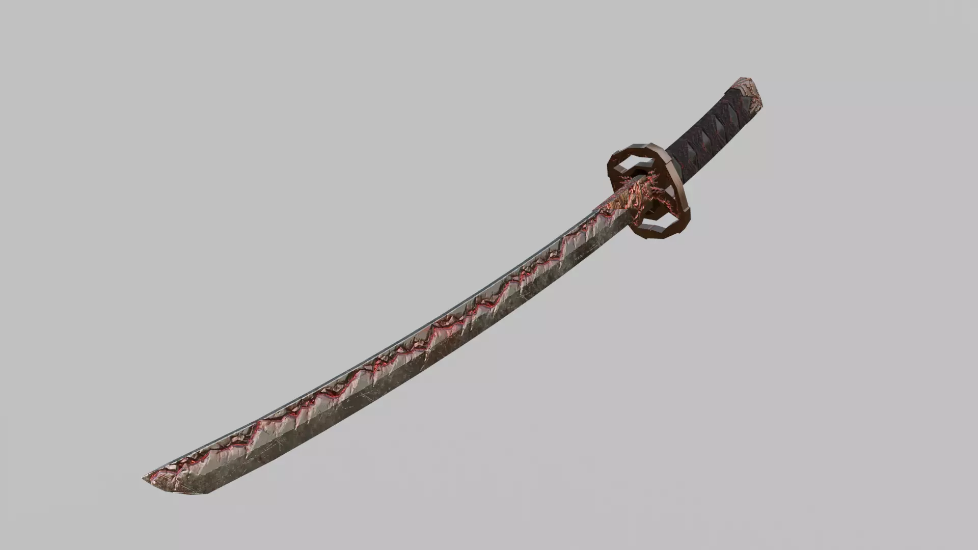 Low Poly Bloodforge Katana - Fantasy Weapon - Game Ready PBR Low-poly 3D model