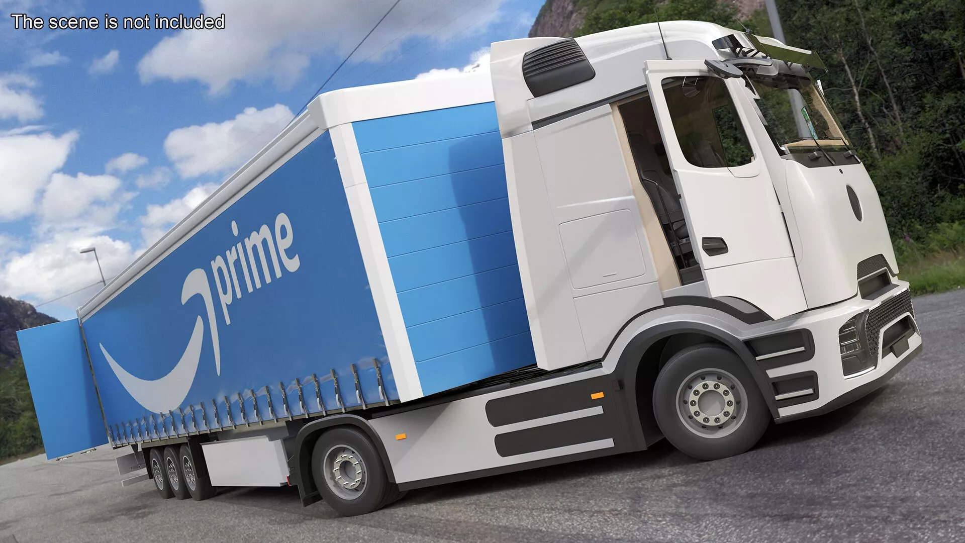 Electric Truck with Prime Trailer Rigged for Cinema 4D 3D model