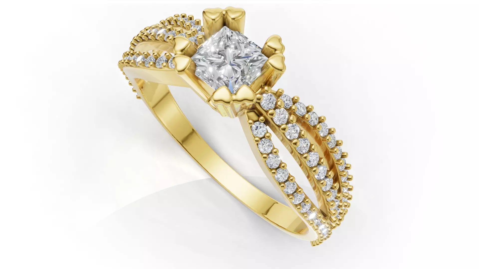 Princess Round Brilliant Engagement Ring 3D print model
