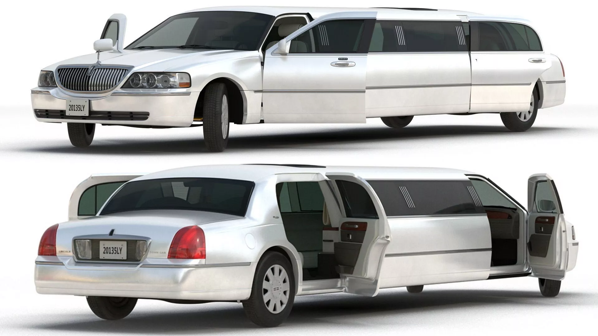 Luxury Lincoln Stretch Limousine Rigged for Cinema 4D 3D model