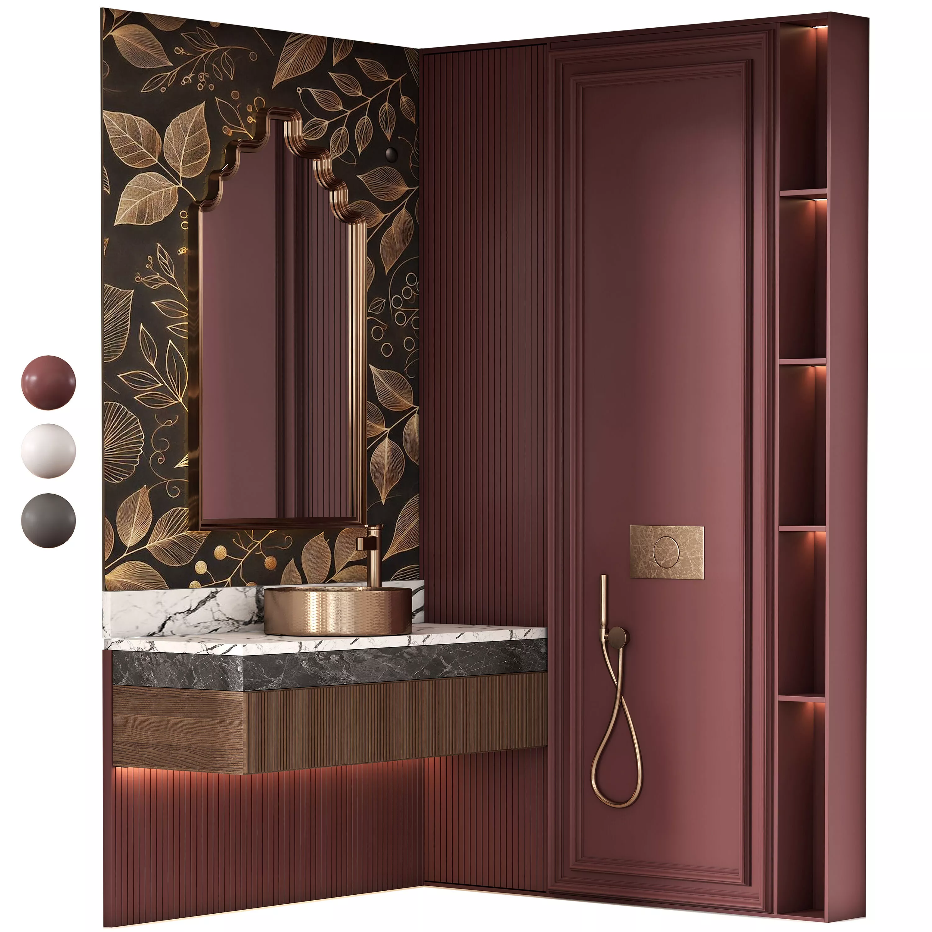 Bathroom furniture N065 in Neoclassic and Modern style Low-poly 3D model