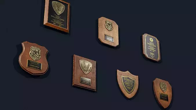 3D Office Award Plaques - Game Ready