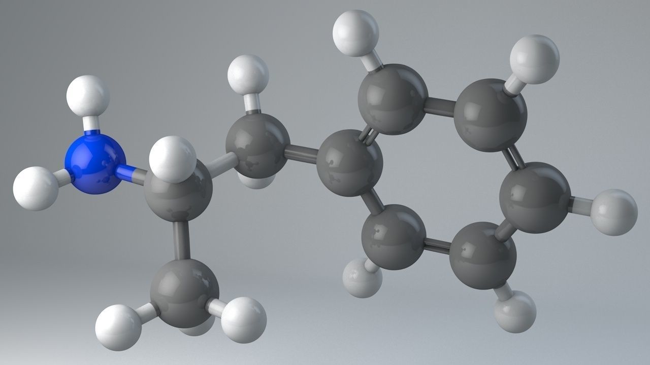 Amphetamine Molecule Structure Low-poly 3D model_1