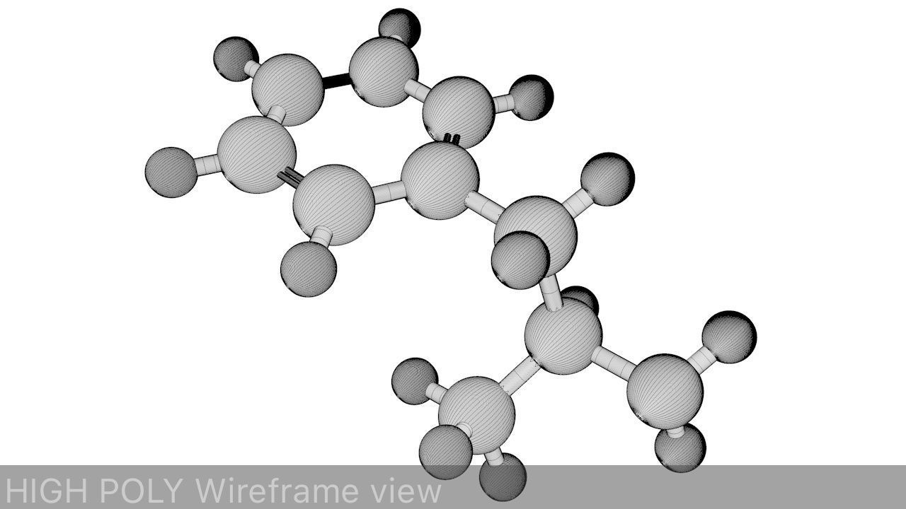 Amphetamine Molecule Structure Low-poly 3D model_6