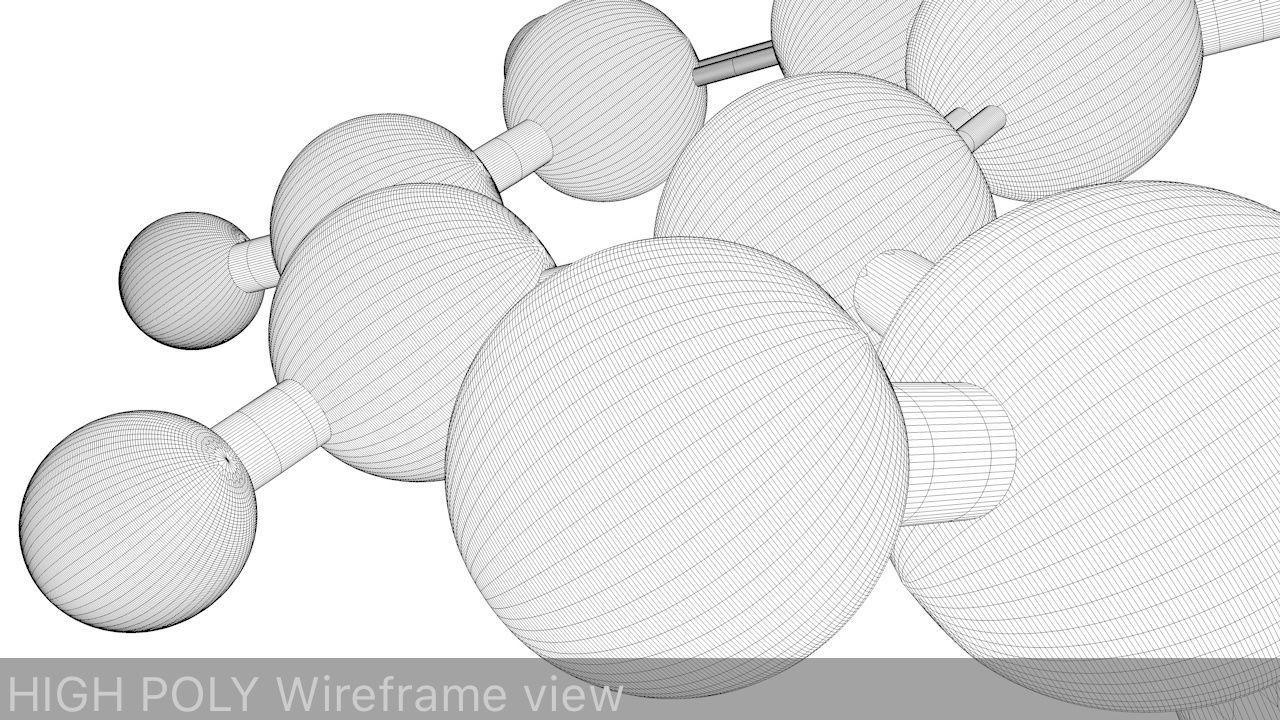 Amphetamine Molecule Structure Low-poly 3D model_4