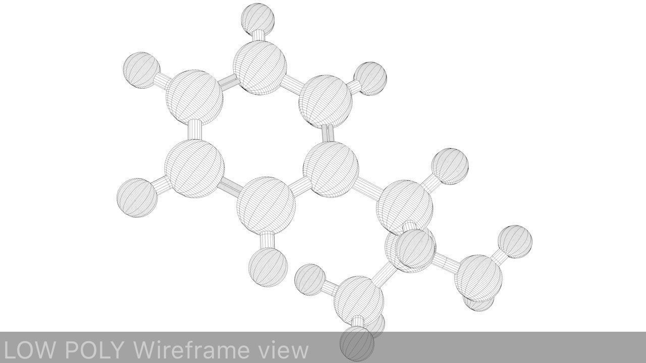 Amphetamine Molecule Structure Low-poly 3D model_7