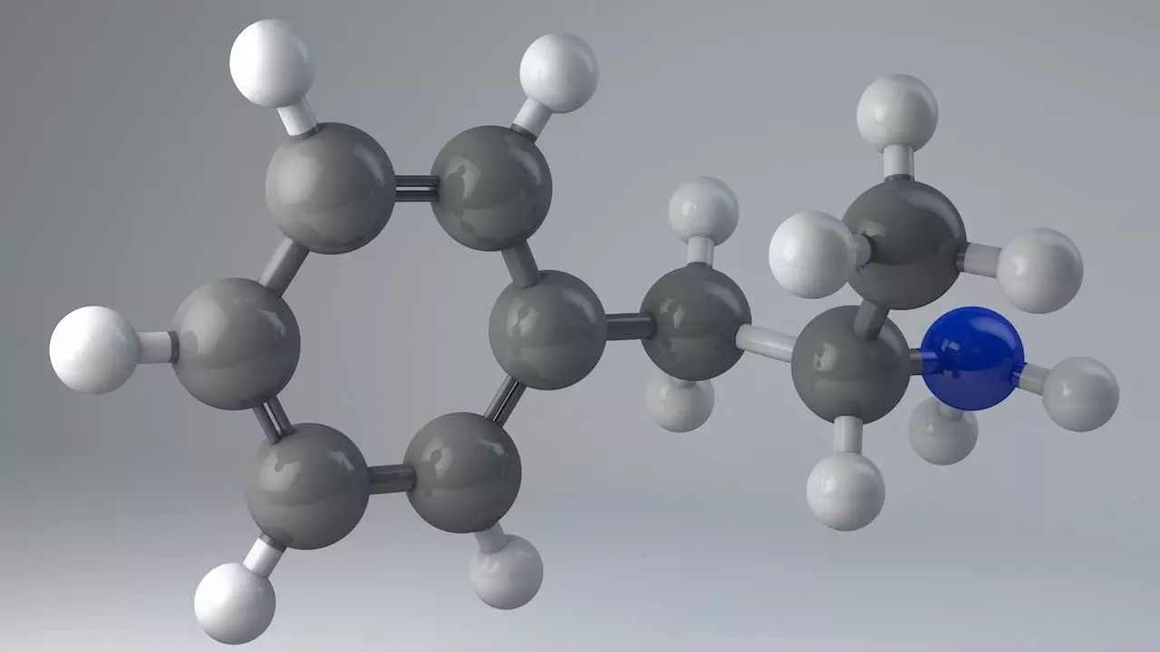 Amphetamine Molecule Structure Low-poly 3D model_0