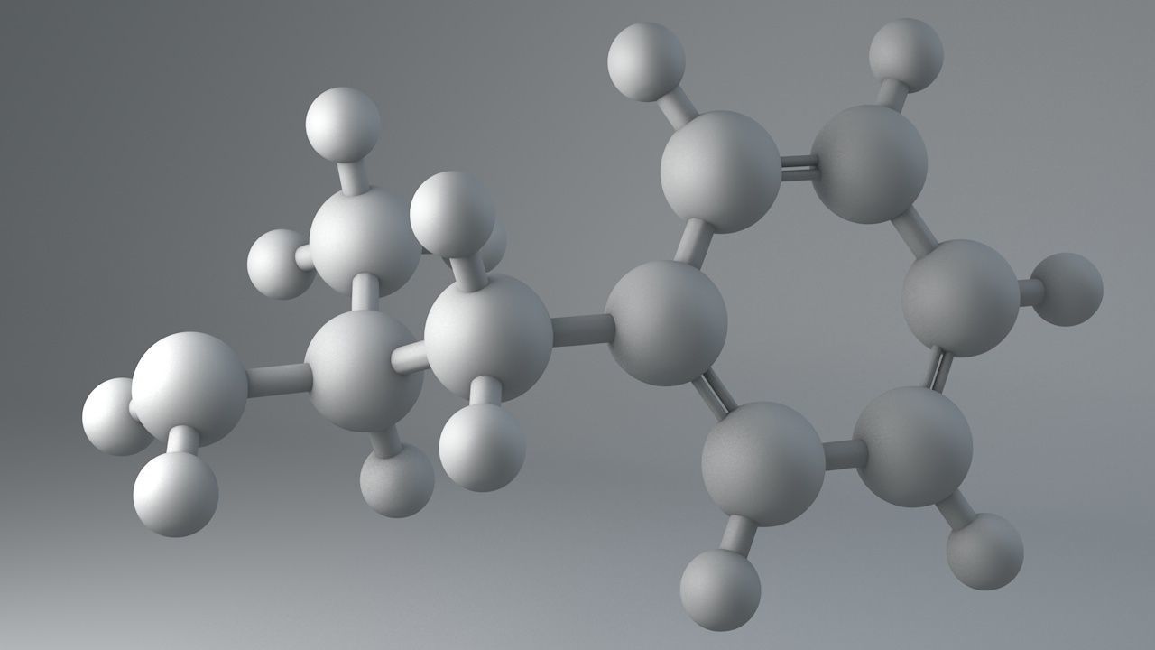 Amphetamine Molecule Structure Low-poly 3D model_2