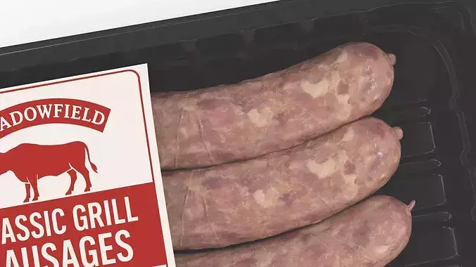 Pork Sausage Pack in Black Tray 3D model 6