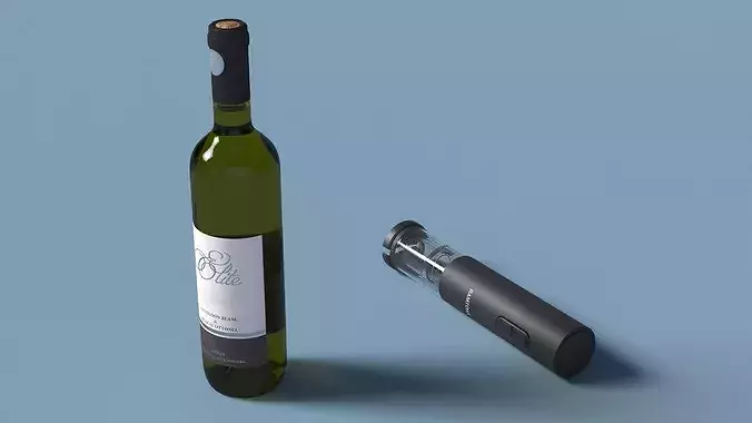 Wine Opener on Bottle Animated 3D model 6