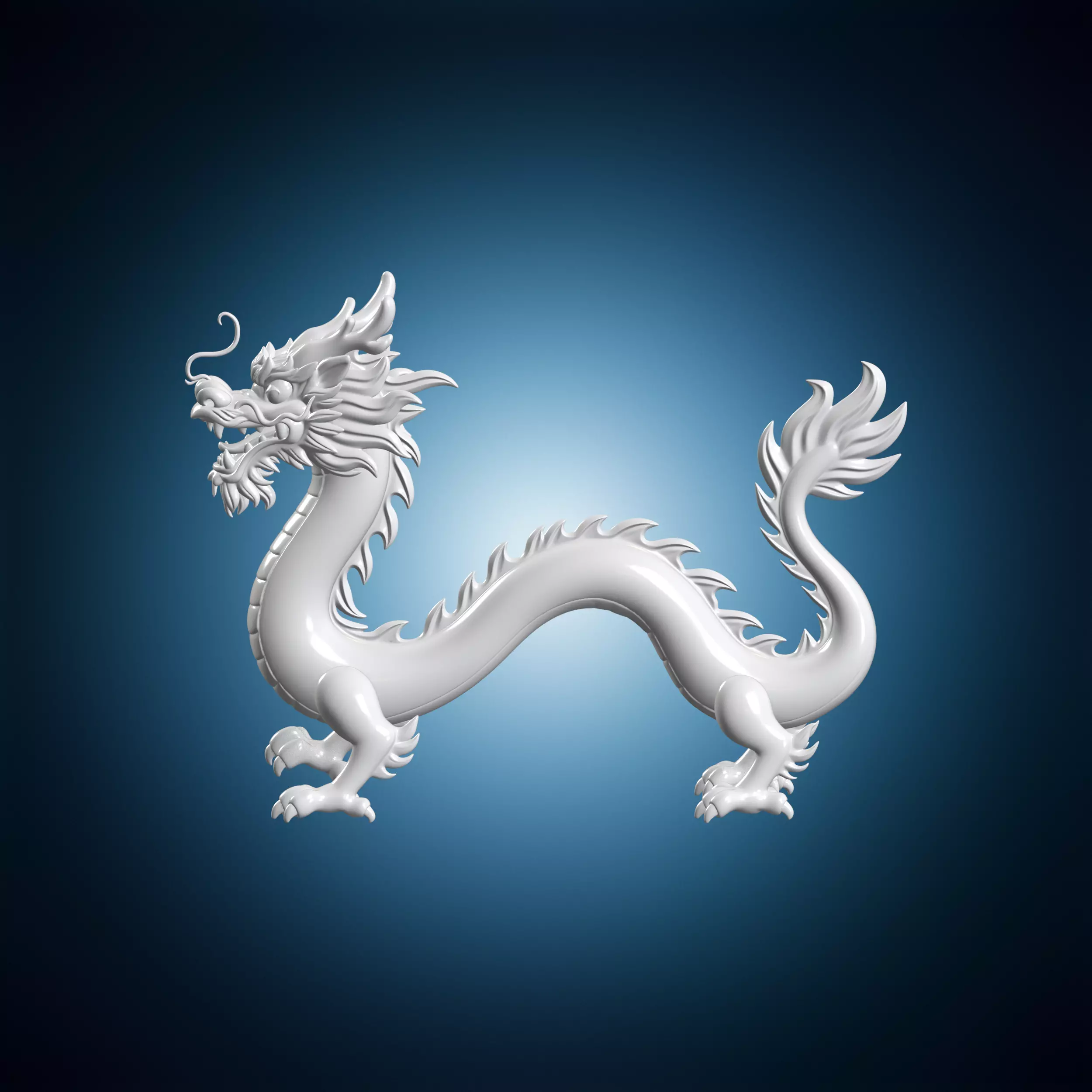 Long Bodied Chinese Dragon Walking 3D Print Model 3D print model
