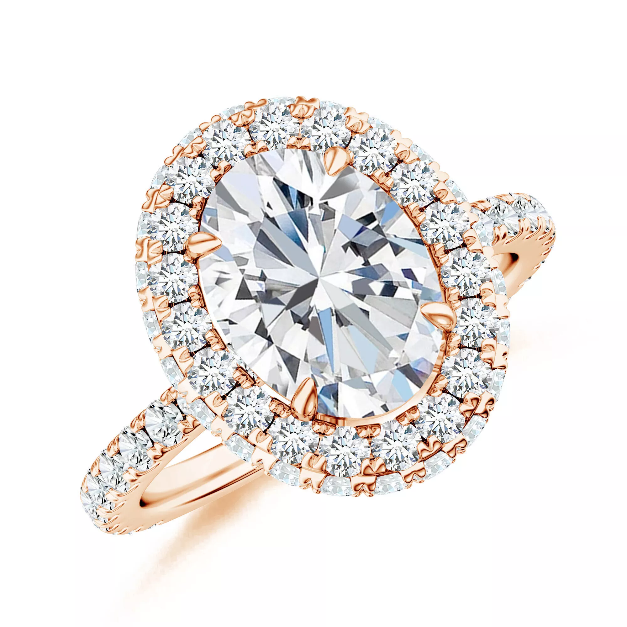 oval shaped halo ring 3D print model