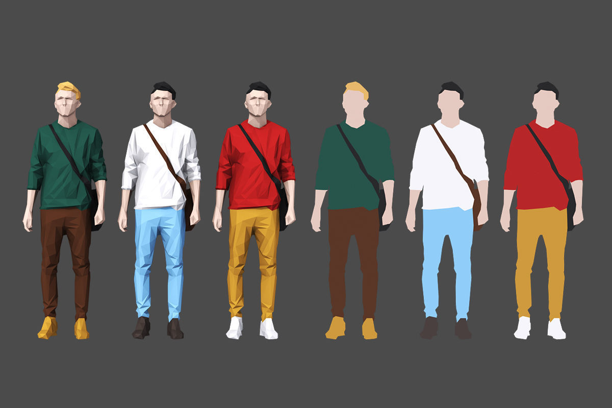 Colored Lowpoly People Low-poly 3D model_1