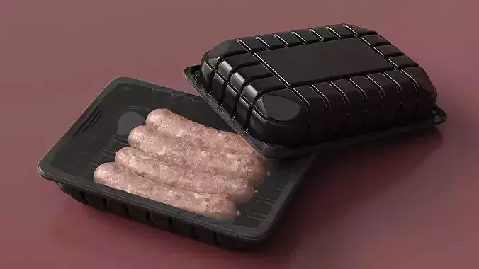 Fresh Pork Sausages in Sealed Plastic Tray 3D model 4