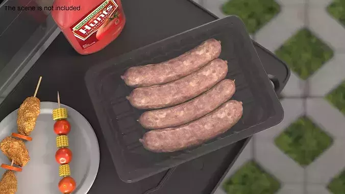 Fresh Pork Sausages in Sealed Plastic Tray 3D model 3