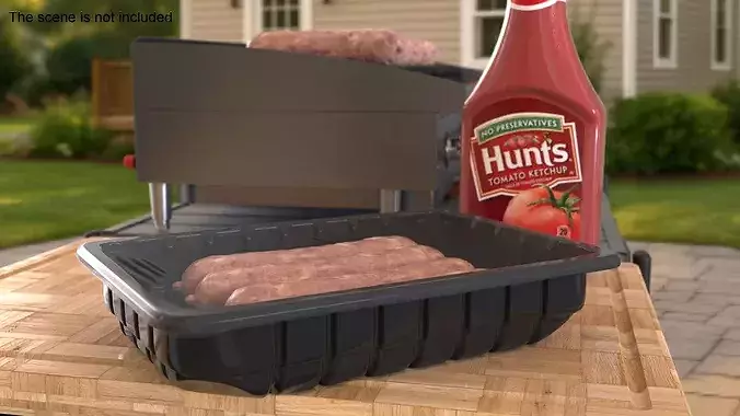 Fresh Pork Sausages in Sealed Plastic Tray 3D model 2