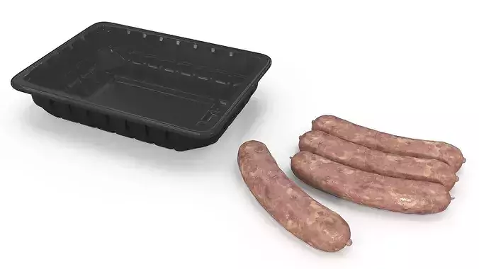 Fresh Pork Sausages in Sealed Plastic Tray 3D model 6