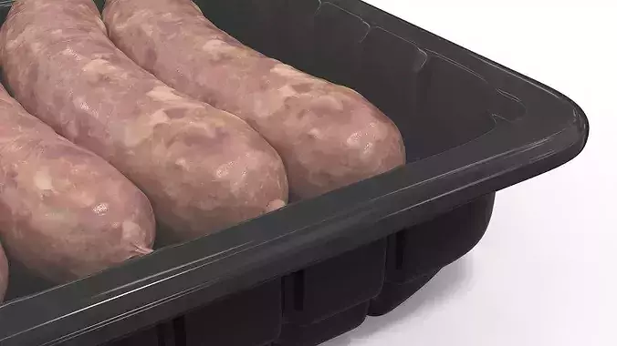 Fresh Pork Sausages in Sealed Plastic Tray 3D model 5