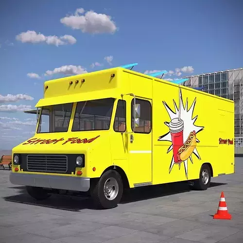 Solar Powered Street Food Truck Rigged for Cinema 4D 3D model 5