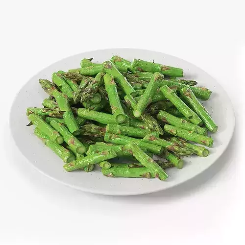 Cooked Green Asparagus Cut into Pieces 3D model