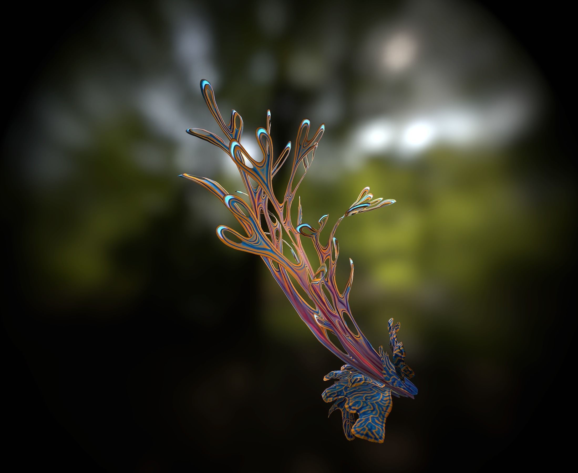 Alien Plant Fern Type 4 Low-poly 3D model_10