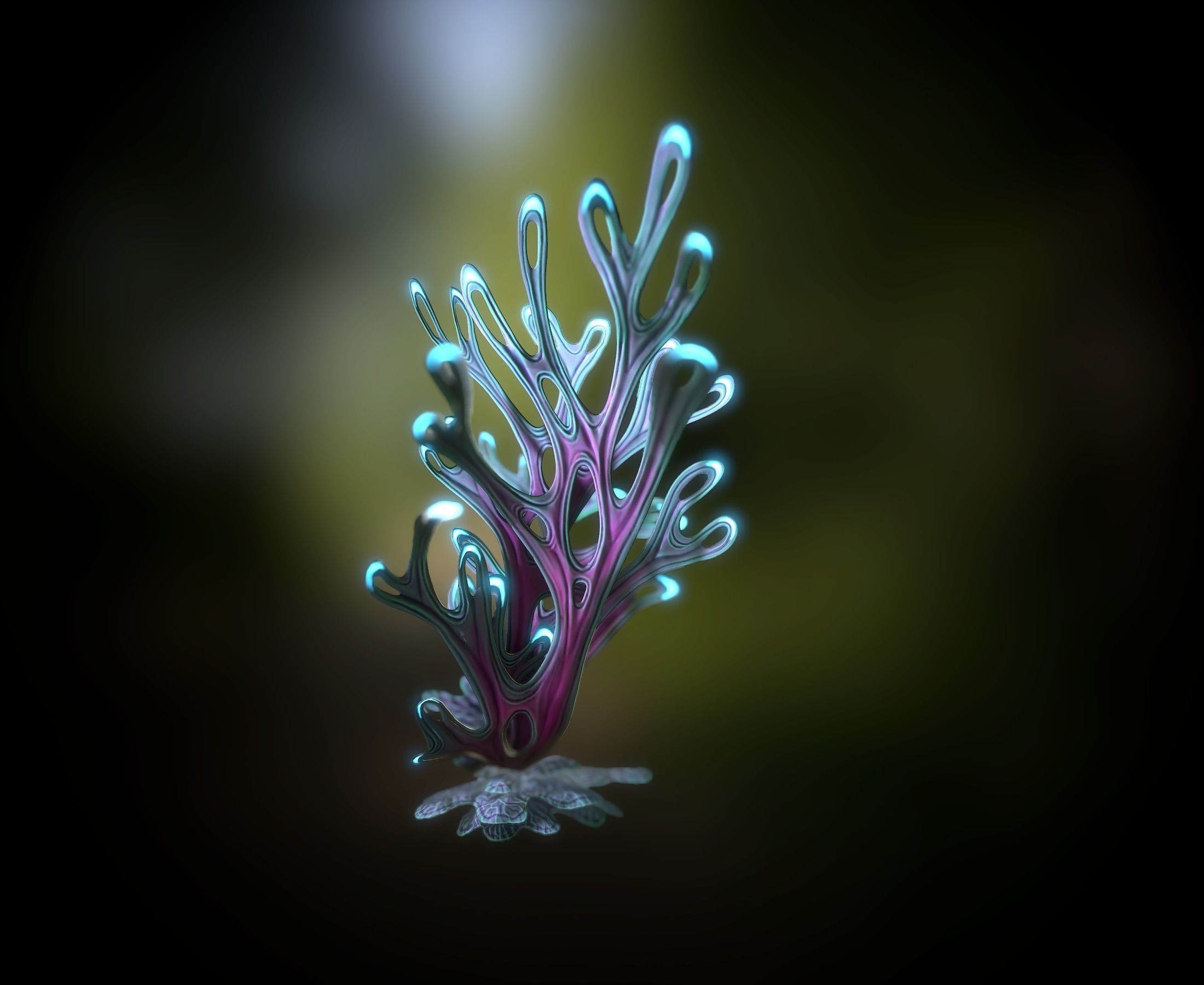 Alien Plant Fern Type 4 Low-poly 3D model_2
