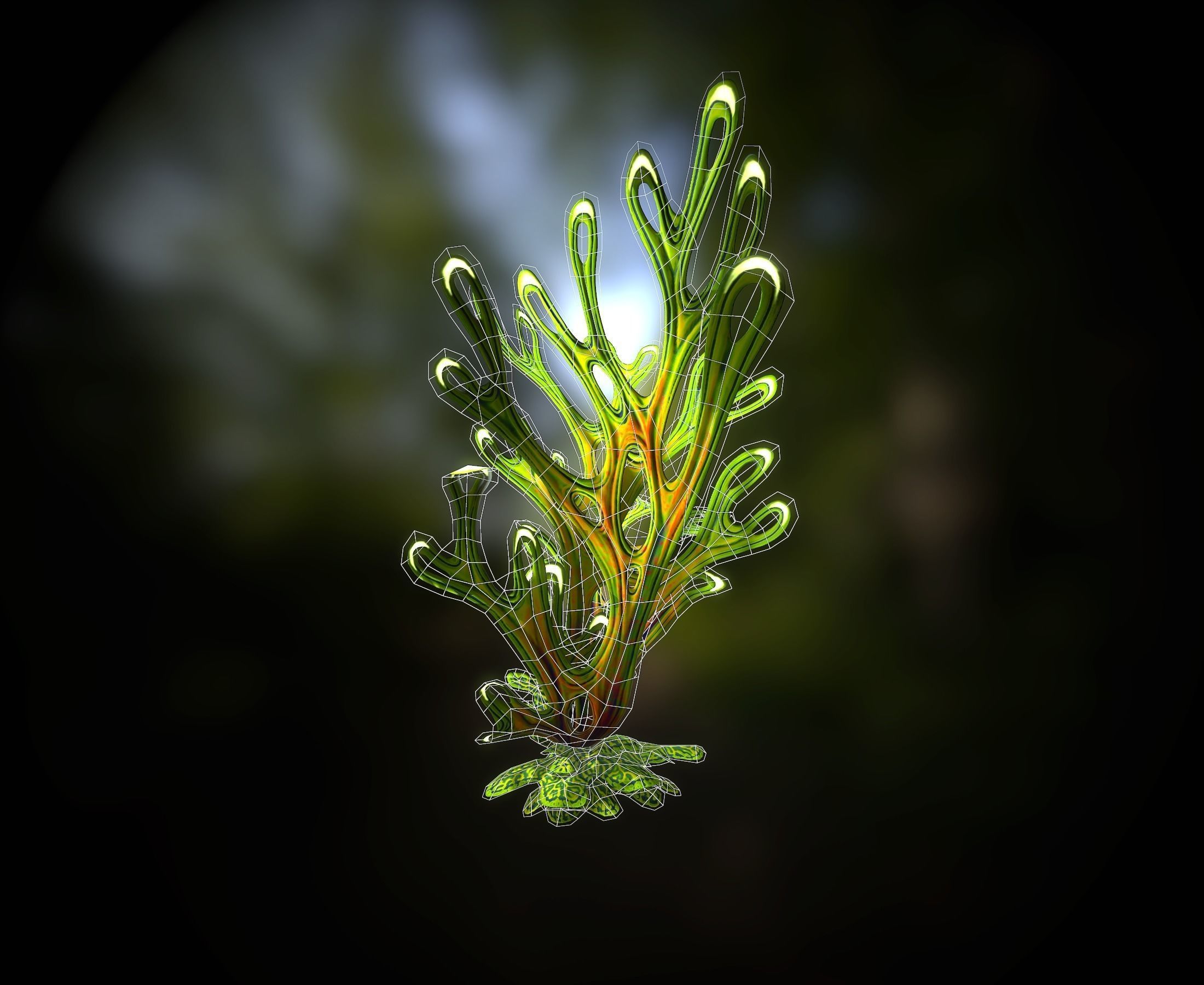 Alien Plant Fern Type 4 Low-poly 3D model_16